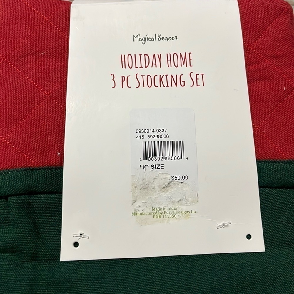 Magical Season Christmas Quilted Stocking Set - Different Patterns 3 Pack Set - Picture 7 of 9